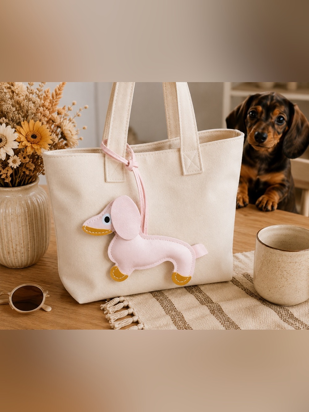 Lavendar Dachshund Bag Charm